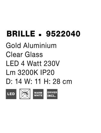 NOVA LUCE nástěnné svítidlo BRILLE zlatý hliník a sklo LED 4W 230V 3200K IP20 9522040