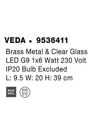 NOVA LUCE nástěnné svítidlo VEDA mosazný kov a čiré sklo G9 1x6W 230V IP20 bez žárovky 9536411