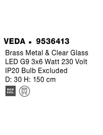 NOVA LUCE závěsné svítidlo VEDA mosazný kov a čiré sklo G9 3x6W 230V IP20 bez žárovky 9536413
