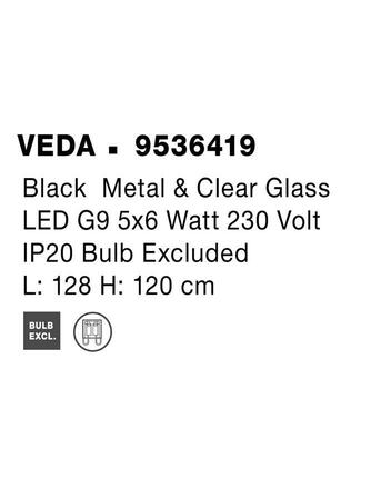NOVA LUCE závěsné svítidlo VEDA černý kov a čiré sklo G9 5x6W 230V IP20 bez žárovky 9536419