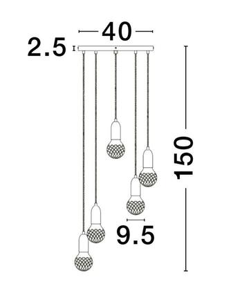 NOVA LUCE závěsné svítidlo VEDA černý kov a čiré sklo G9 5x6W 230V IP20 bez žárovky 9536420