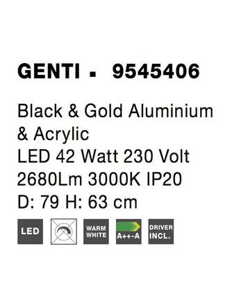 NOVA LUCE závěsné svítidlo GENTI černý a zlatý hliník a akryl LED 42W 230V 3000K IP20 9545406