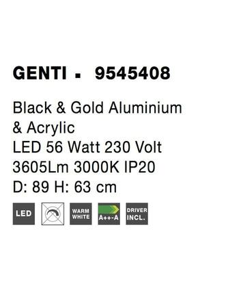 NOVA LUCE závěsné svítidlo GENTI černý a zlatý hliník a akryl LED 56W 230V 3000K IP20 9545408