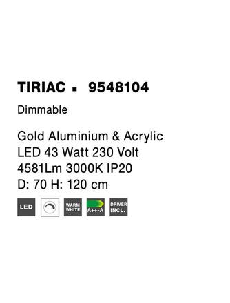 NOVA LUCE závěsné svítidlo TIRIAC zlatý hliník a akryl LED 43W 230V 3000K IP20 stmívatelné 9548104