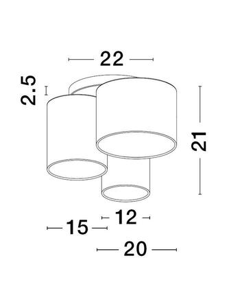 NOVA LUCE stropní svítidlo BRYSON bílá kovovová základna bílé, černé a šedé stínítko E27 3x12W 230V IP20 bez žárovky 9555805