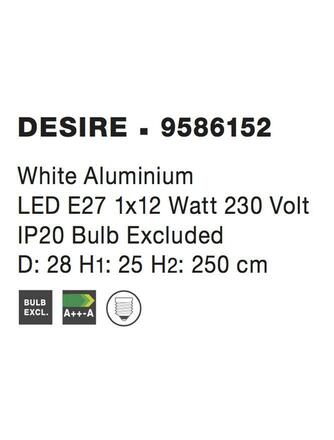 NOVA LUCE závěsné svítidlo DESIRE bílý hliník E27 1x12W 230V IP20 bez žárovky 9586152