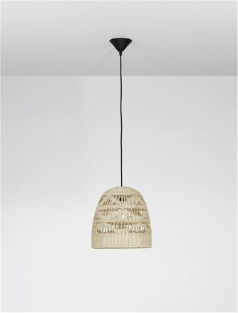 NOVA LUCE závěsné svítidlo MARLO přírodní ratan černý kabel E27 1x12W 230V IP20 bez žárovky 9586505