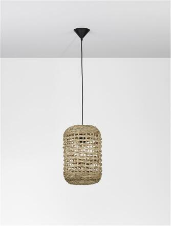 NOVA LUCE závěsné svítidlo GRIFFIN sušený vodní hyacint černý kabel E27 1x12W 230V IP20 bez žárovky 9586507