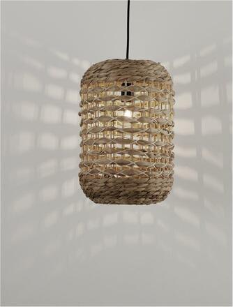 NOVA LUCE závěsné svítidlo GRIFFIN sušený vodní hyacint černý kabel E27 1x12W 230V IP20 bez žárovky 9586507