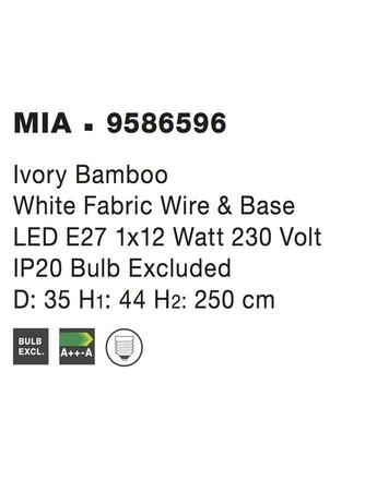 NOVA LUCE závěsné svítidlo MIA závěsné svítidlo, kov a bambus, bílá barva E27 1x12W IP20 bez žárovky 9586596
