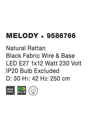 NOVA LUCE závěsné svítidlo MELODY přírodní ratan černý kabel E27 1x12W IP20 bez žárovky 9586766