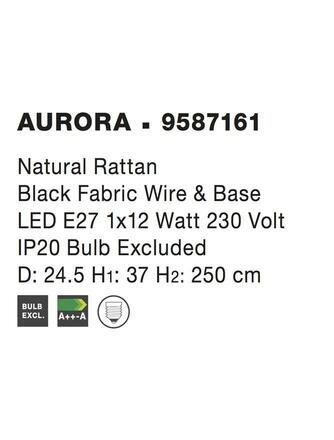 NOVA LUCE závěsné svítidlo AURORA přírodní ratan černý kabel E27 1x12W IP20 bez žárovky 9587161