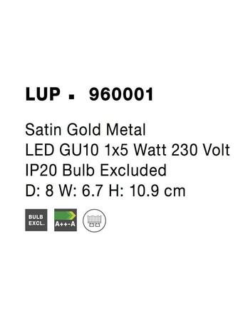 NOVA LUCE bodové svítidlo LUP saténový zlatý kov GU10 1x5W 230V IP20 bez žárovky 960001