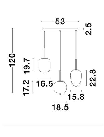 NOVA LUCE závěsné svítidlo LATO opálové sklo antický mosazný kov černý kabel E14 3x5W 230V IP20 bez žárovky 9624067