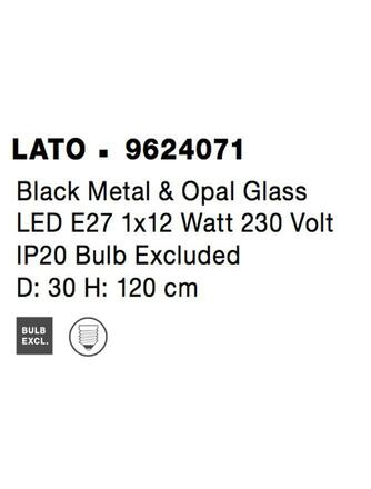 NOVA LUCE závěsné svítidlo LATO černý kov a opálové sklo E27 1x12W 230V IP20 bez žárovky 9624071