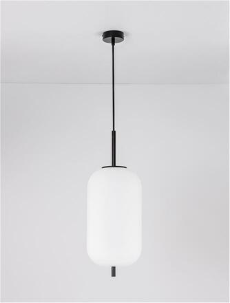 NOVA LUCE závěsné svítidlo LATO černý kov a opálové sklo E27 1x12W 230V IP20 bez žárovky 9624072