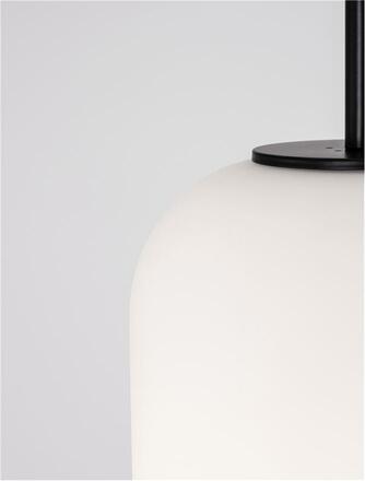 NOVA LUCE závěsné svítidlo LATO černý kov a opálové sklo E27 1x12W 230V IP20 bez žárovky 9624072