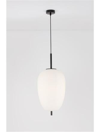 NOVA LUCE závěsné svítidlo LATO černý kov a opálové sklo E27 1x12W 230V IP20 bez žárovky 9624073