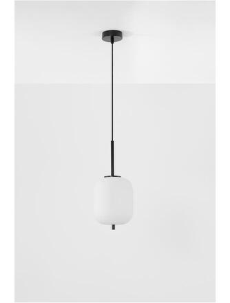 NOVA LUCE závěsné svítidlo LATO černý kov a opálové sklo E14 1x5W 230V IP20 bez žárovky 9624075
