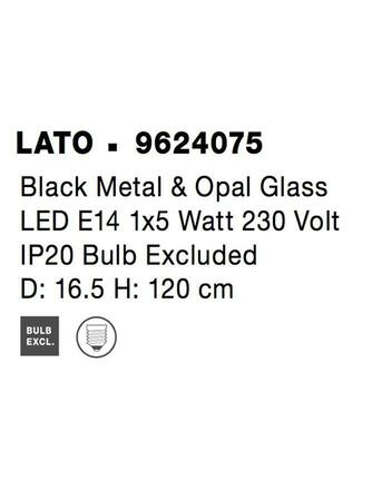 NOVA LUCE závěsné svítidlo LATO černý kov a opálové sklo E14 1x5W 230V IP20 bez žárovky 9624075