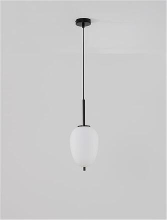 NOVA LUCE závěsné svítidlo LATO černý kov a opálové sklo E14 1x5W 230V IP20 bez žárovky 9624076