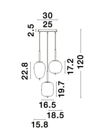 NOVA LUCE závěsné svítidlo LATO černý kov a opálové sklo E14 3x5W 230V IP20 bez žárovky 9624078