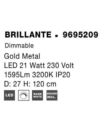 NOVA LUCE závěsné svítidlo BRILLANTE zlatý hliník a akryl LED 21W 230V 3200K IP20 stmívatelné 9695209