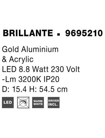 NOVA LUCE stolní lampa BRILLANTE zlatý hliník a akryl LED 8.8W 230V 3200K IP20 9695210