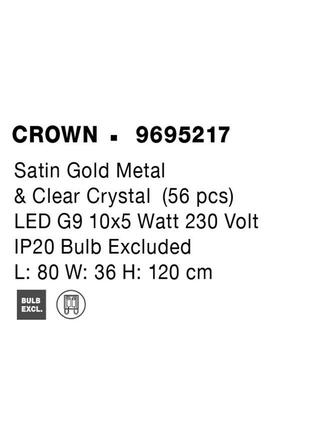 NOVA LUCE závěsné svítidlo CROWN saténový zlatý kov a čirý křišťál (56 ks) G9 10x5W 230V IP20 bez žárovky 9695217