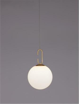 NOVA LUCE závěsné svítidlo HOOK saténový zlatý kov a opálové bílé sklo LED 10.6W 230V 3000K IP20 9695224