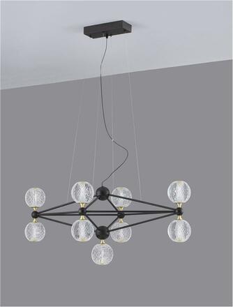 NOVA LUCE závěsné svítidlo BELINDA černý hliník a akryl LED 41W 230V 3200K IP20 stmívatelné 9695300