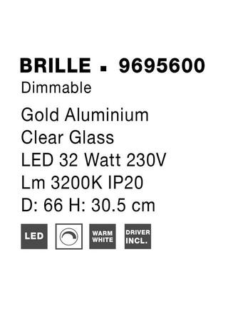 NOVA LUCE stropní svítidlo BRILLE zlatý hliník a sklo LED 32W 230V 3200K IP20 stmívatelné 9695600