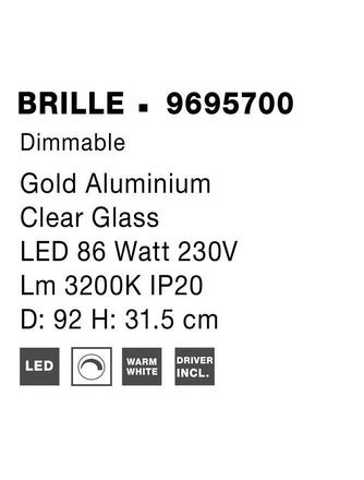 NOVA LUCE stropní svítidlo BRILLE zlatý hliník a sklo LED 86W 230V 3200K IP20 stmívatelné 9695700