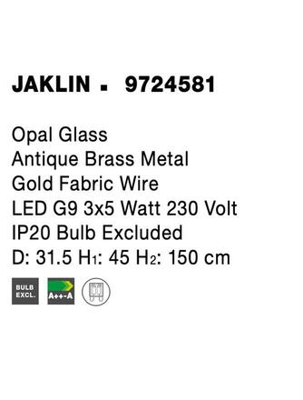 NOVA LUCE závěsné svítidlo JAKLIN opálové sklo antický mosazný kov zlatý kabel G9 3x5W 230V IP20 bez žárovky 9724581