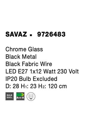 NOVA LUCE závěsné svítidlo SAVAZ chromové sklo černý kov černý kabel E27 1x12W 230V IP20 bez žárovky 9726483
