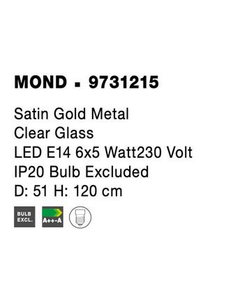 NOVA LUCE závěsné svítidlo MOND saténový zlatý kov čiré sklo E14 6x5W230V IP20 bez žárovky 9731215