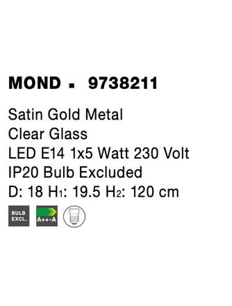 NOVA LUCE závěsné svítidlo MOND saténový zlatý kov čiré sklo E14 1x5W 230V IP20 bez žárovky 9738211