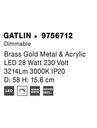 NOVA LUCE stropní svítidlo GATLIN mosazný zlatý kov a akryl LED 28W 230V 3000K IP20 stmívatelné 9756712