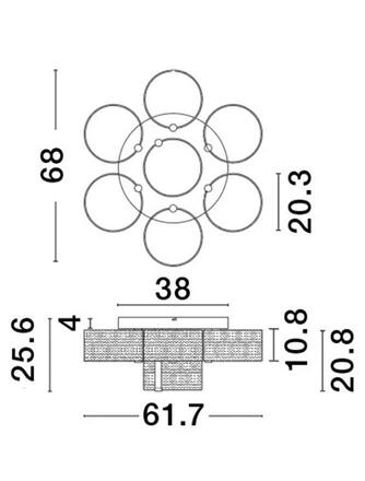 NOVA LUCE stropní svítidlo GATLIN mosazný zlatý kov a akryl LED 41W 230V 3000K IP20 stmívatelné 9756713