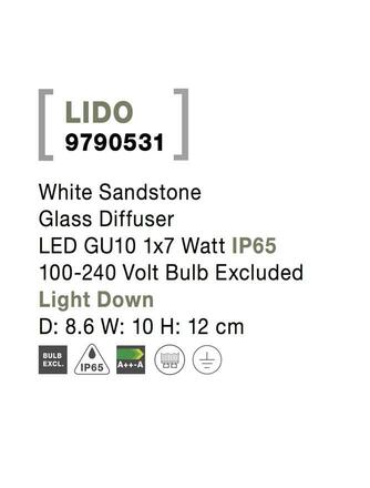NOVA LUCE venkovní nástěnné svítidlo LIDO bílý pískovec skleněný difuzor GU10 1x7W IP65 100-240V bez žárovky světlo dolů 9790531