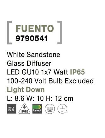 NOVA LUCE venkovní nástěnné svítidlo FUENTO bílý pískovec skleněný difuzor GU10 1x7W IP65 100-240V bez žárovky světlo dolů 9790541