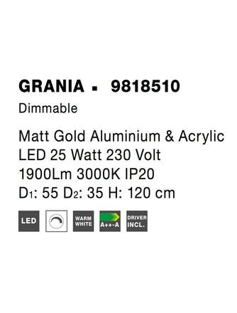 NOVA LUCE závěsné svítidlo GRANIA matný zlatý hliník a akryl LED 25W 230V 3000K IP20 stmívatelné 9818510