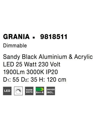 NOVA LUCE závěsné svítidlo GRANIA černý hliník a akryl LED 25W 230V 3000K IP20 stmívatelné 9818511