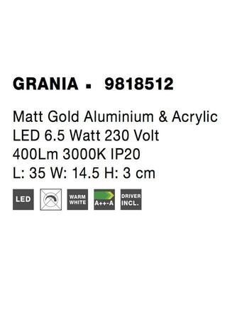NOVA LUCE nástěnné svítidlo GRANIA matný zlatý hliník a akryl LED 6.5W 230V 3000K IP20 9818512