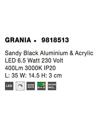 NOVA LUCE nástěnné svítidlo GRANIA černý hliník a akryl LED 6.5W 230V 3000K IP20 9818513