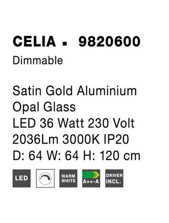 NOVA LUCE závěsné svítidlo CELIA stmívatelné saténový zlatý hliník opálové sklo LED 36W 230V 3000K IP20 stmívatelné 9820600