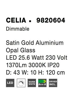 NOVA LUCE závěsné svítidlo CELIA stmívatelné saténový zlatý hliník opálové sklo LED 25.6W 230V 3000K IP20 stmívatelné 9820604