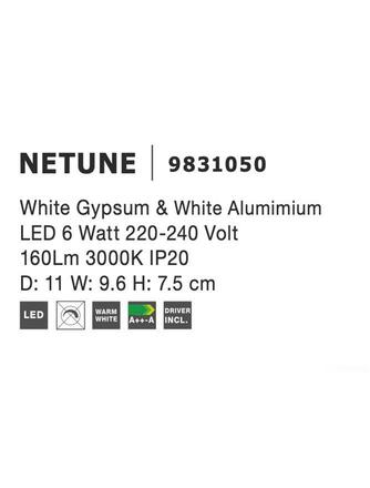 NOVA LUCE nástěnné svítidlo NETUNE bílá sádra a bílý hliník LED 6W 220-240V 3000K IP20 9831050