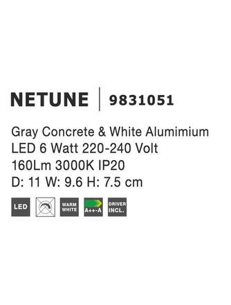 NOVA LUCE nástěnné svítidlo NETUNE šedý beton a bílý hliník LED 6W 220-240V 3000K IP20 9831051
