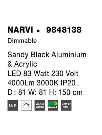 NOVA LUCE závěsné svítidlo NARVI černý hliník a akryl LED 83W 230V 3000K IP20 stmívatelné 9848138